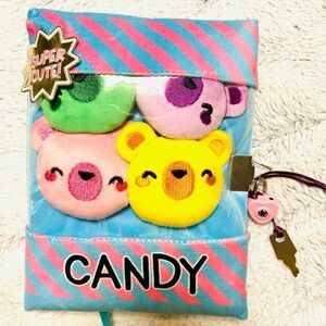 Diary with lock and keys Claire’s candy bears Journal Notebook Plush writing pad